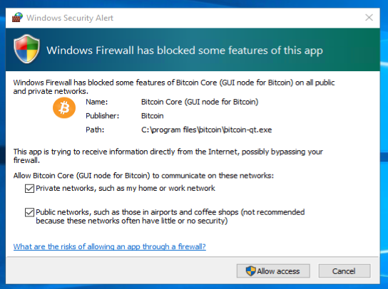 Opening outgoing firewall for Fabcoin Core