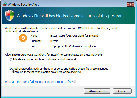 Opening outgoing firewall for Fabcoin Core